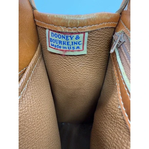 Vintage Dooney & Bourke White Brown Pebbled Satchel '80's '90s Classic USA